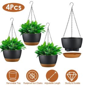 4Pcs 9.64In Diameter Hanging Planter with Drainage Holes Removable Self-Watering Tray Plastic Hanging Flower Plant Pots For Indoor Outdoor Herb Ivy Fe 4Pcs 9.64In Diameter Hanging Planter with Drainage Holes Removable Self-Watering Tray Plastic Hanging Flower Plant Pots For Indoor Outdoor Herb Ivy Fe